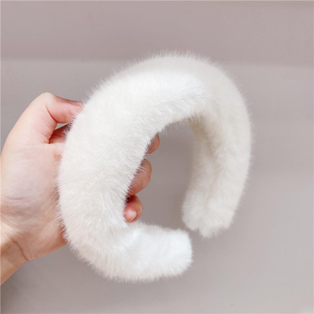 Women Girls Plush Widen Thicken Plush Sponge Hair Bands Faux Fur Padded Headbands Soft Fluffy Furry Hair Hoops Winter Headdress
