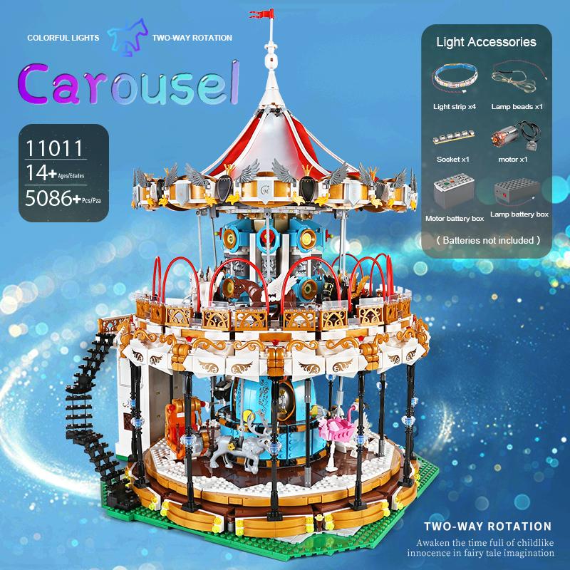 MOULD KING Blocuri de Construcție Creative Model Carusel Loc de Joacă The MKingLand Cărămizi de Asamblare Jucării pentru Copii Cadouri de Crăciun