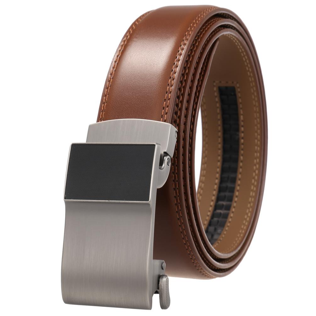 Men'S Clothing Accessories Casual Belt, Alloy Automatic Buckle Two-Layer Cowhide Belt Ly36-24974-1