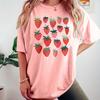 New Fashion Strawberry Printed Round Neck T-shirt for Spring and Summer Unisex's Casual Round Neck Short Sleeve Street Top