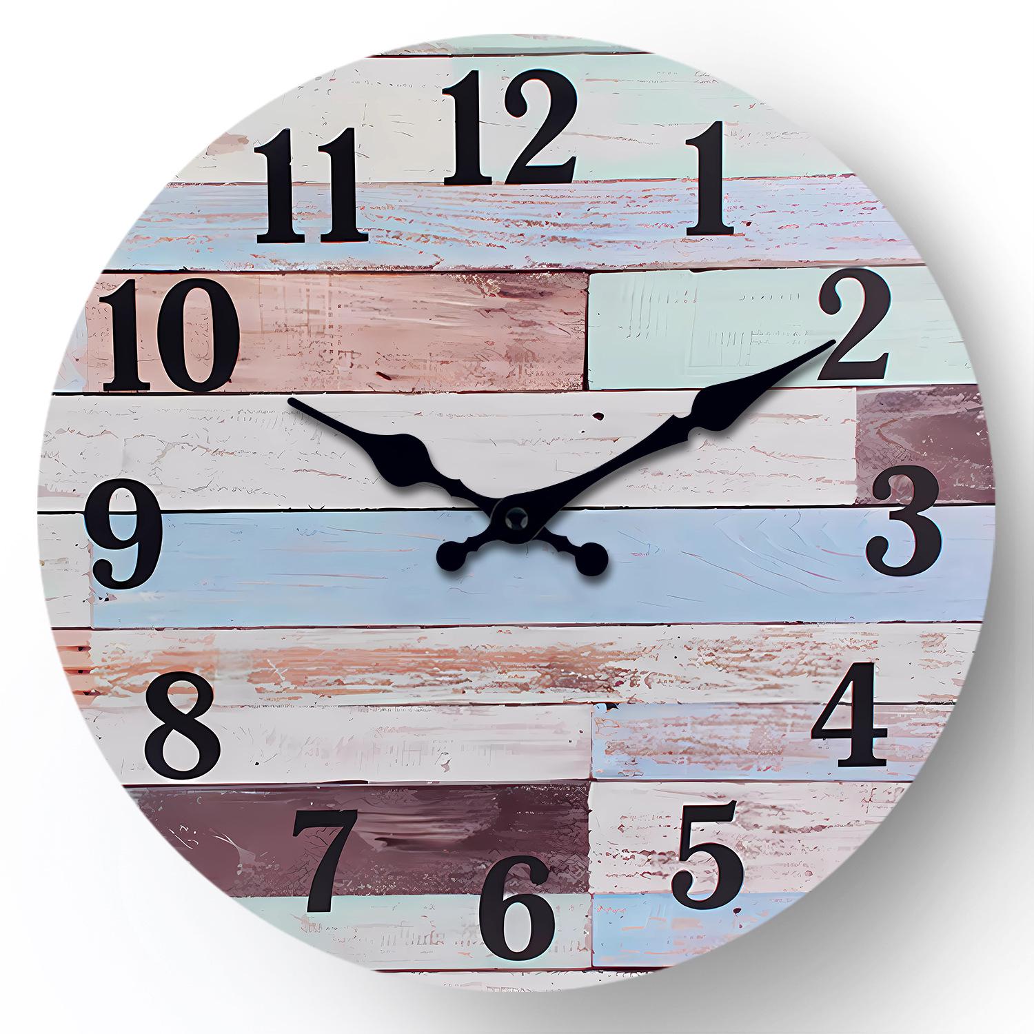 

12 Ретро Дерев яний Настінний Годинник для Вітальні - Безшумний Дизайн