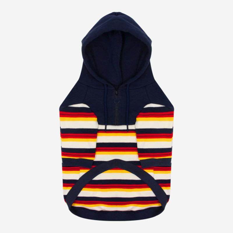 KINIKINI GESTREIFTER ANORAK HOODIE-ELFENBEIN/Marineblau