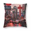 Bangkok Stadt Thailand Kissenbezug Polyester Leinen Samt Bedruckt Reißverschluss Dekorative Wurfkissenhülle Zimmer Kissenbezug