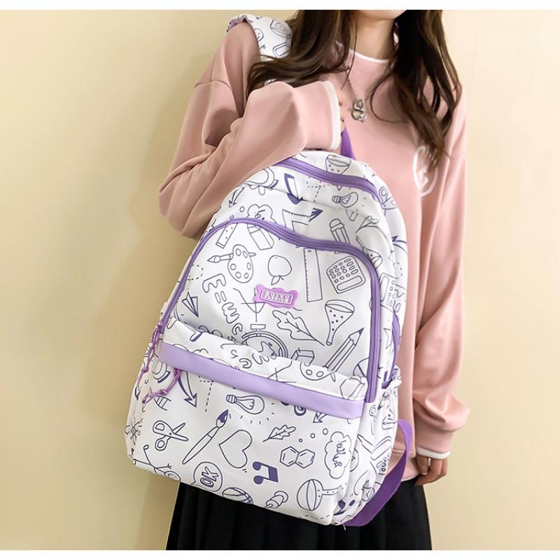 

Студенческий школьный рюкзак с граффити, рюкзак большой вместимости, сумка для книг