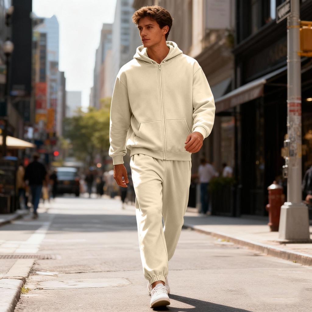 Men's Sweatshirt Suit Men's Solid Color Casual Sports Suit Sweatshirt Suit