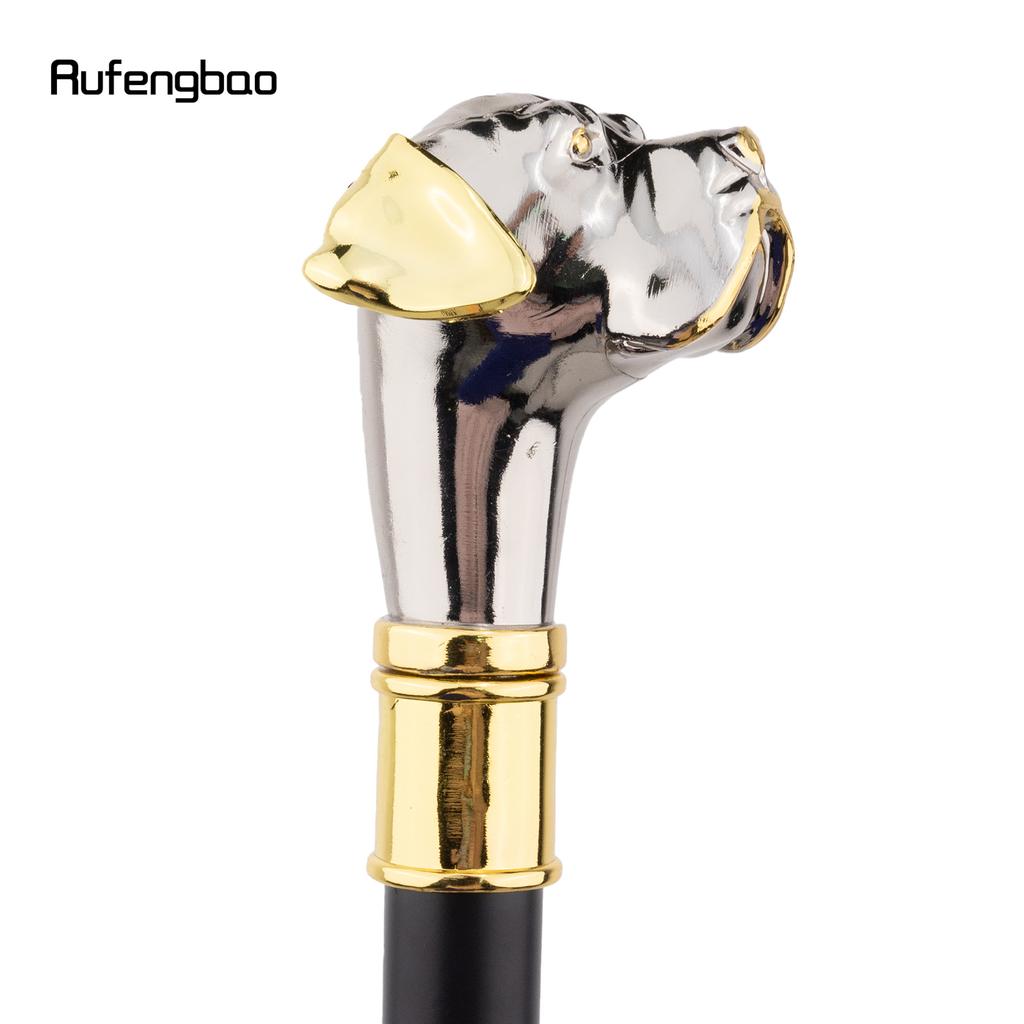 Golden Silver Dog Handle Luxury Pattern Pekingese Stick Party Fashion Walking Stick Decorative Cospaly Cane Knob Crosier 92cm