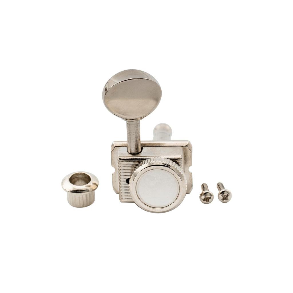 Musiclily Pro Vintage 6-String Guitar Locking Tuners for Squier Classic Vibe StratTelecaster, Nickel Oval Buttons