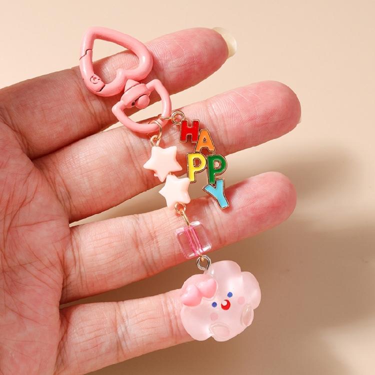 Whimsical Cloud Star Keychain Metal Beadwork Cloud Shaped Keyring Pendant Cute Functional Gift for Women and Teens
