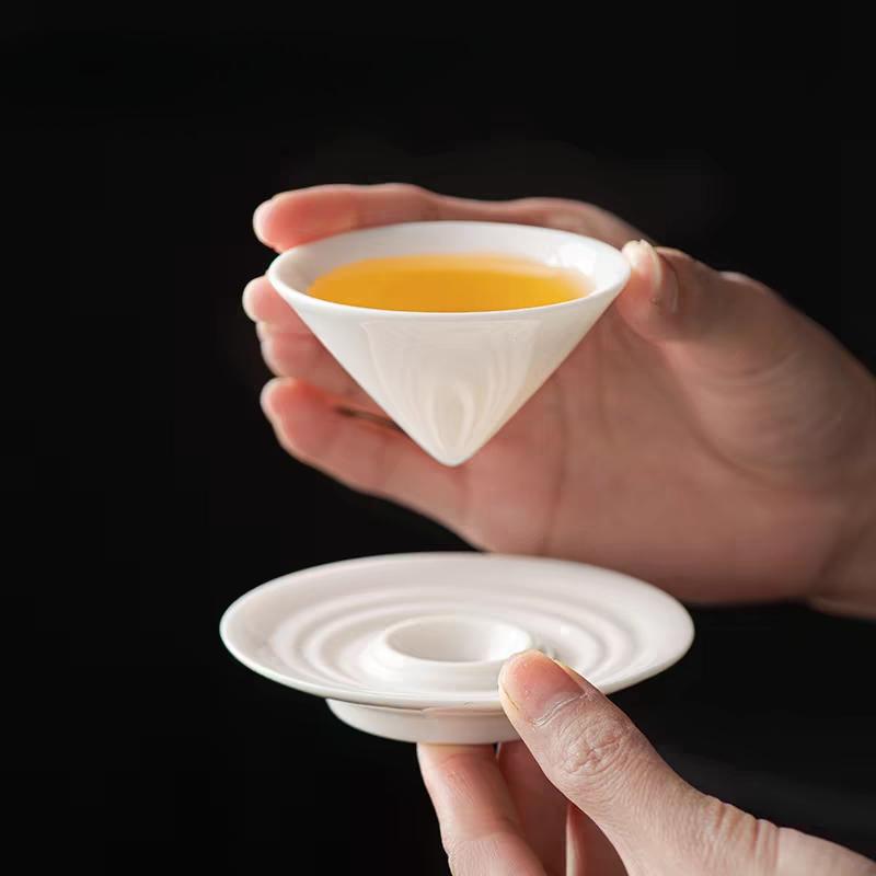 Small Capacity White Porcelain Bullet Espresso Coffee Mug And Saucer Sets Demitasse Puer Taste Teacup Kung Fu Tea Set