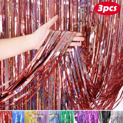 1/6PCS Foil Metallic Tinsel Shimmer Door Curtain for Wedding Birthday Party Decoration