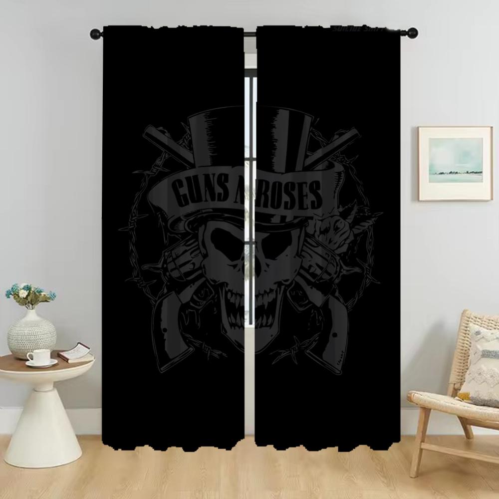 Küchenvorhänge Kinderzimmer Guns NRoses Mückenschutzvorhänge 2 Stück Tüll für Schlafzimmer Raumteiler Schattierungen Fenstervorhang Wohnzimmer