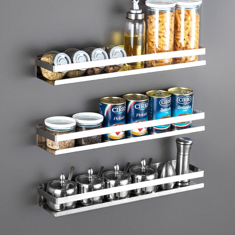 Wall-Mounted 304 Stainless Steel Spice Rack & Bathroom Hanger