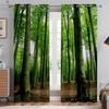 2pcs Forest Scenery 3D Stereo Printing Curtain Grommets 100% Polyester Bedroom Living Room Kitchen Window Decorative Curtains