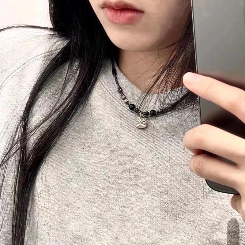 Vintage Chinese Style Lion-Pendant Necklace for Women Men Lucky Punk Unusual Stone Bead Choker Chain On The Neck Beads