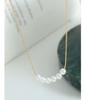 Niche Design Imitation Pearl Pendant Necklace - Gold-Plated Titanium Steel with Dangle Square Chain
