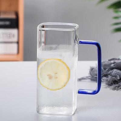 Square Glass Cup with Colored Handle
