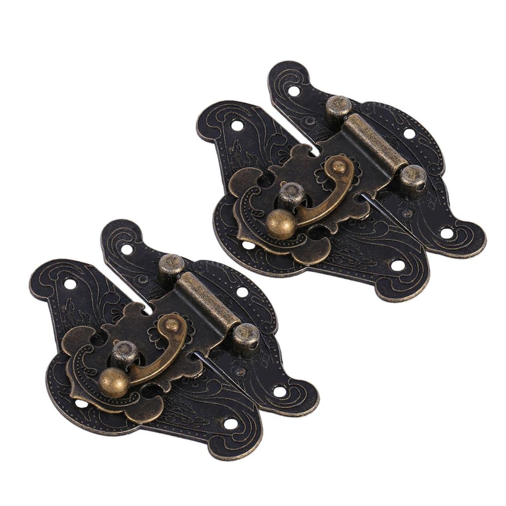 2PCS Vintage Buckle Latch Zinc Alloy Jewelry Box Latch Hasp Furniture Latch Hardware for Jewelry Case Chest Suitcase