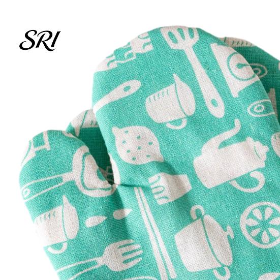 Microwave Safe Gloves Thickened Cotton-Linen Oven Mitts with Non-Slip Grip Heat-Resistant Baking Food for Grill Breathable Kitchen Essential