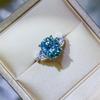 Paraiba Oval 5 Carat Moissanite and Micro-set Diamond Women's Ring - Green Stone Passes Diamond Tester