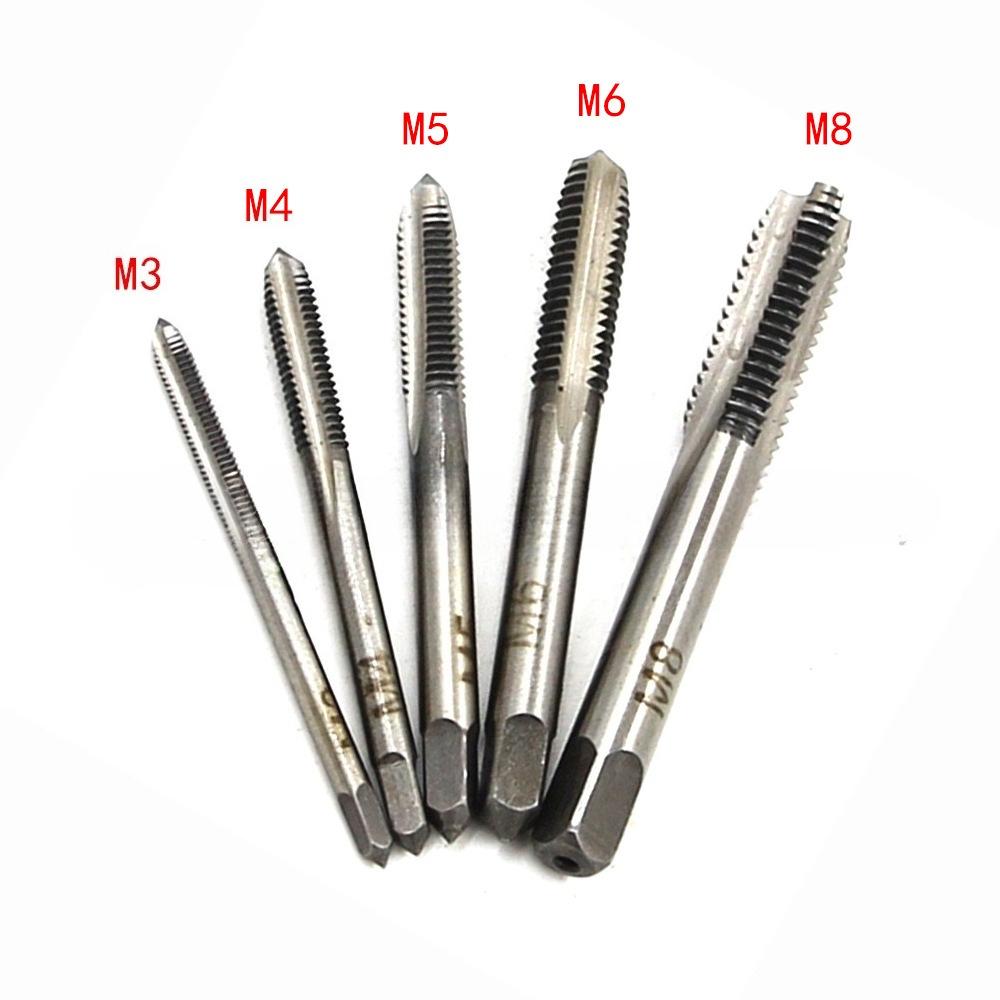 

5 шт./компл. M3 M4 M5 M6 M8 Машинный спиральный метчик с прямой канавкой для нарезания резьбы, метрический плашечный метчик, ручной метчик, сверло