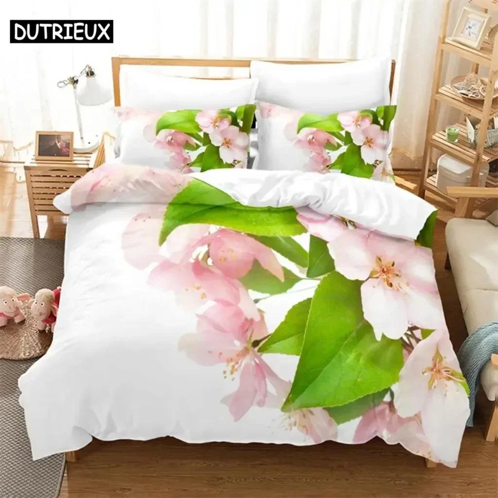 Green Leaf Flower Bedding Set For Bedroom Soft Modern Bedspreads Comefortable Kids Duvet Cover Quilt Cover And Pillowcase