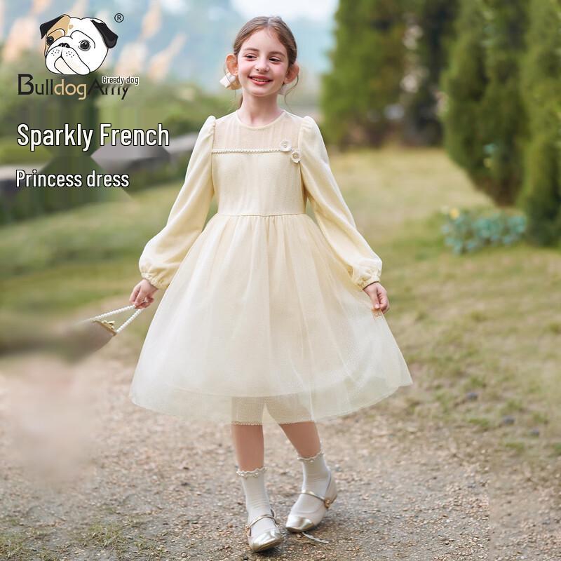 CHANZUIGOU Girl s Starry Night French Princess Puff Sleeve Dress 170 cm