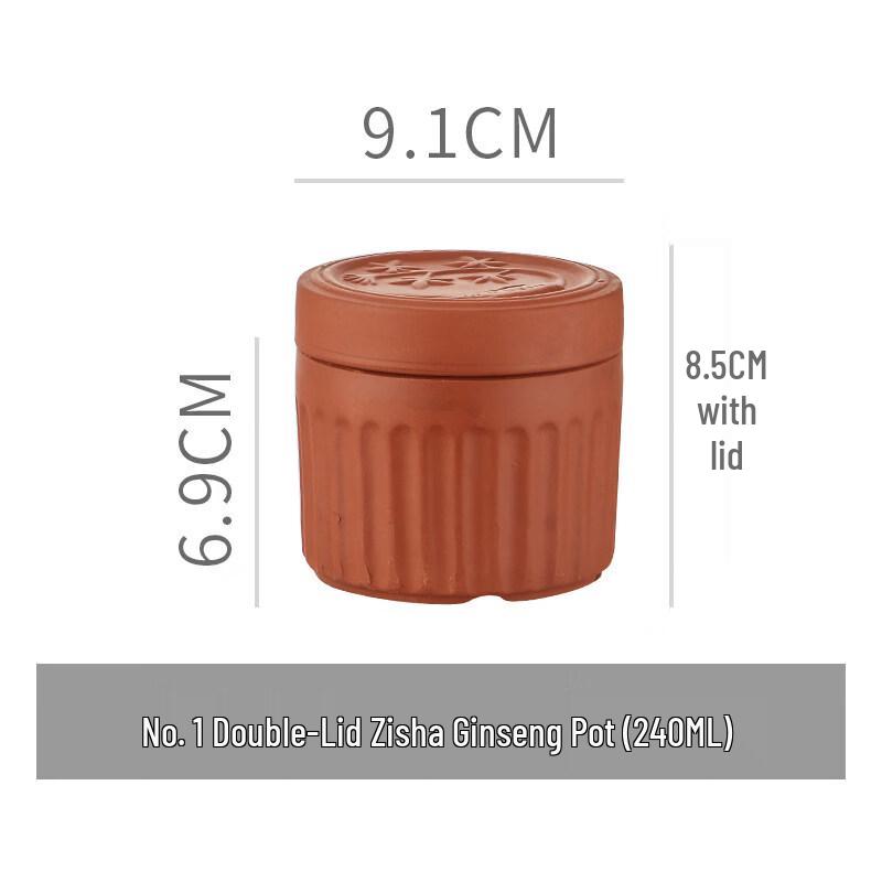 Ru Han Zisha Double-Lid Stew Pot for Ginseng - 240ml (8-Piece Set)