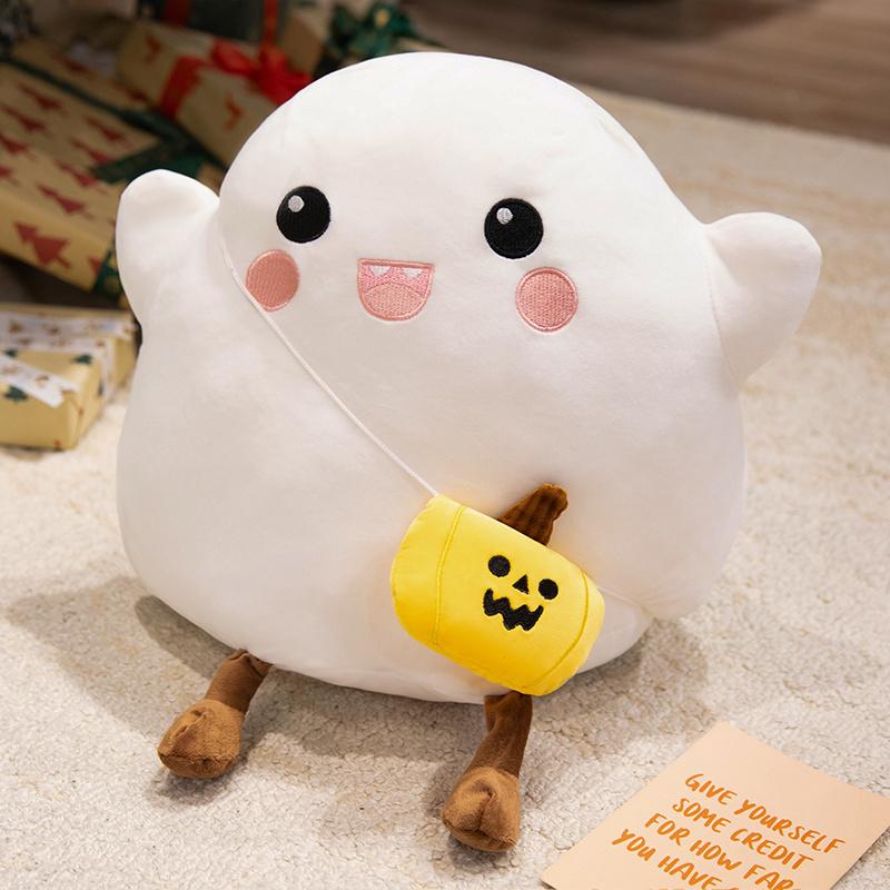 Halloween Pumpkin Ghost Plush Toys Soft Cozy Cartoon Ghost Throw Pillow Back Cushion Funny Halloween Home Decor Kids Gift