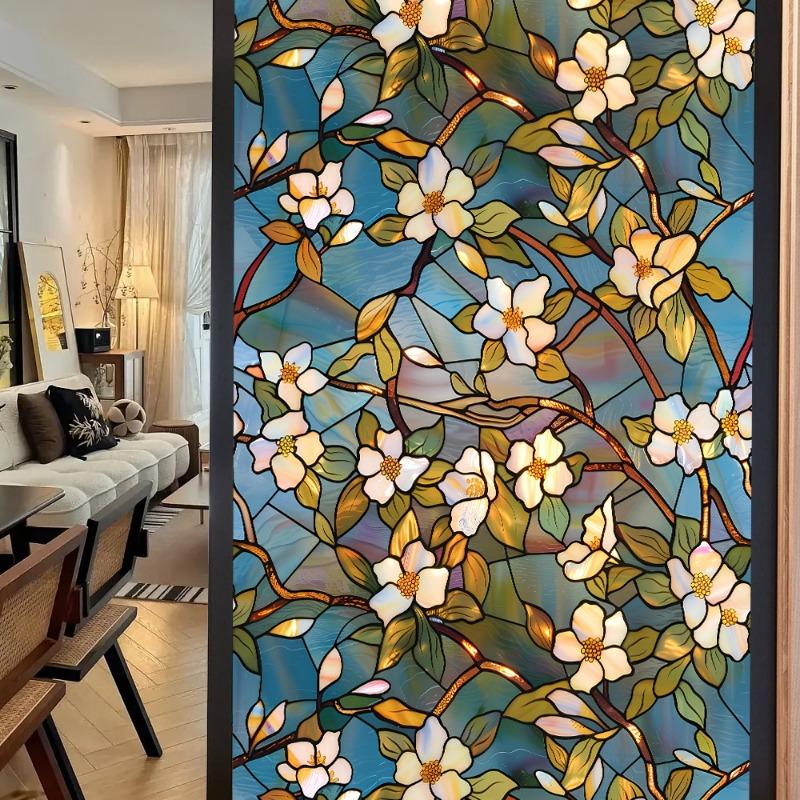 3D Laser Recyclable Window Privacy Film No-glue Window Film Decorative Protection Static Cling Stained Glass Home Sticker