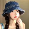 Retro Style Wash Denim Bucket Hats Wash Denim Belt Design Belt Design Caps Versatile Design Sun Protection Japanese Retro Caps