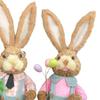 1 Pair Straw Woven Bunny Figurine Easter Sculpture Easter Theme Party Supplies Desktop Garden Party Favors Doll Ornament