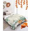 Fall Throw Blanket Green Pumpkin Blankets and Throws Soft Cozy Flannel Fleece Eucalyptus Leaves Branch Blanket for Couch Bed Sofa Chair Autumn
