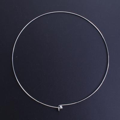 1PC 304 Stainless Steel Collar Choker Necklace  Round With Removable Ball End Cap Handmade DIY Jewelry 45cm Long