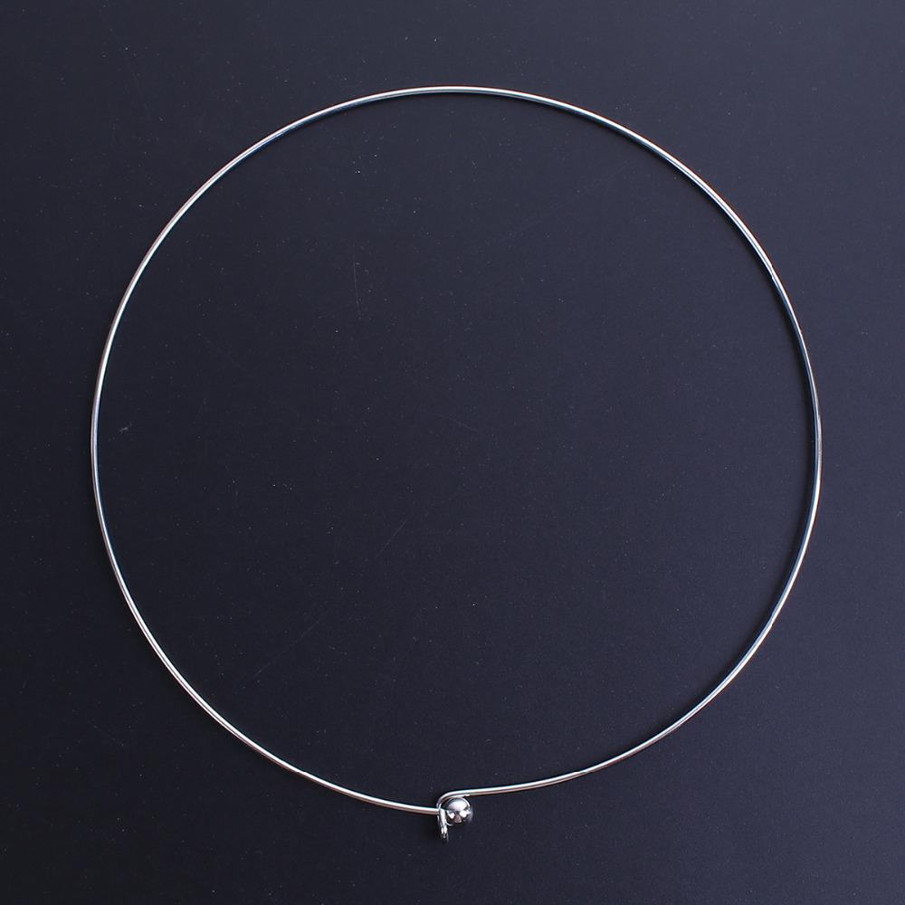 1 ΤΕΜ. 304 Ανοξείδωτο Ατσάλι Κολιέ Choker Στρογγυλό Με Αφαιρούμενο Τέλος Κάλυμμα Μπάλας Χειροποίητο DIY Κοσμήματα 45cm μήκος