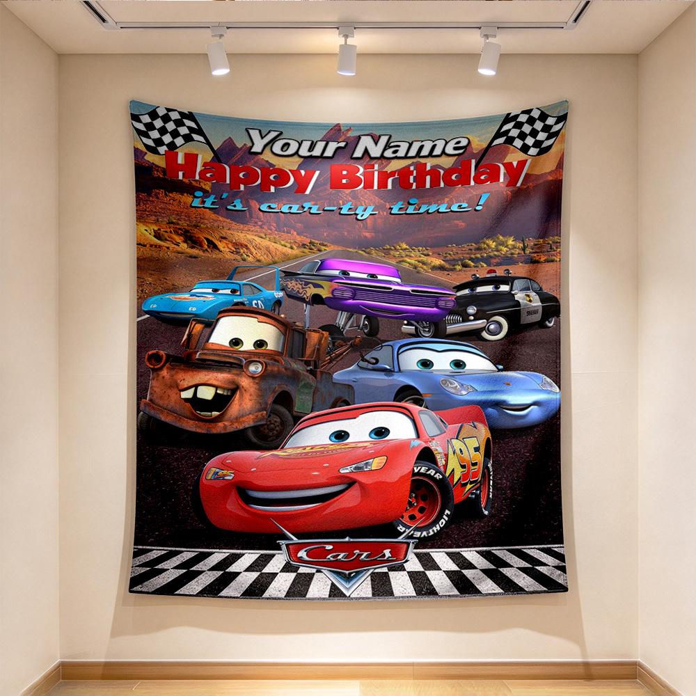 Custom Name Cars Tapestry Wall Hanging for Bedroom, Living Room & Dorm Decor, Modern Home Wall Art