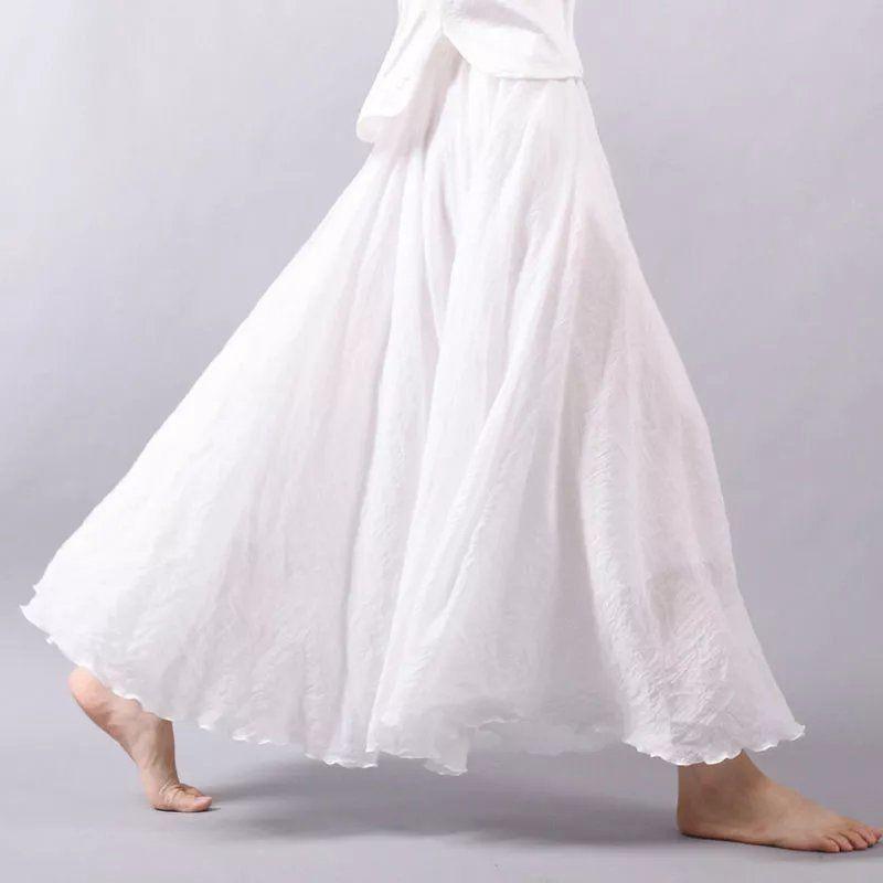Skirts For Women Female Bohemian Beach A Line Dress Double Layer Elastic Waist Long Maxi Comfortable Temperament Skirts