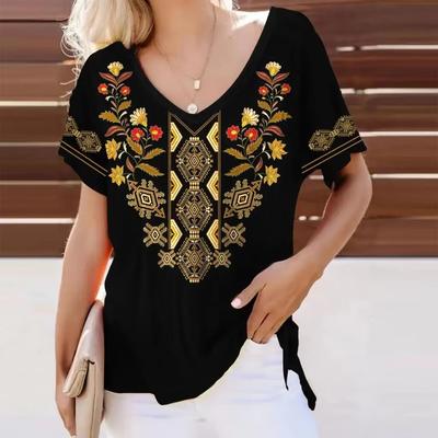 T Shirt For Women Summer Casual Short Sleeve V-Neck Tee Fashion Streetwear Female Oversized Clothing Women's T-Shirts Top