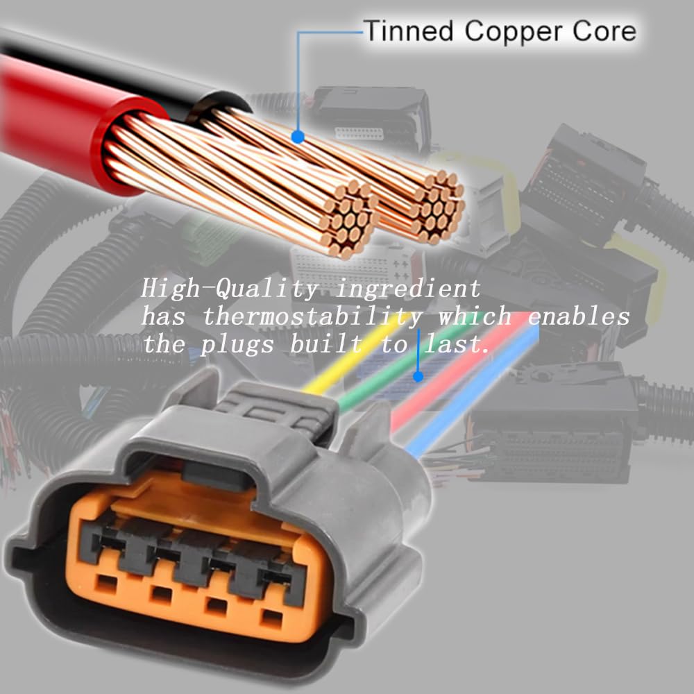 4PIN MAP Air Intake Pressure Sensor Connector Harness Plug Replacement for Cummins M11 ISC ISL ISM ISX ISB ISF 2.8 3.8 Replacement for Dodge Ram 2500