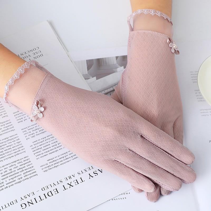 Women's Sunscreen Gloves Spring and Summer Thin Lace Touch Screen Gloves Driving Breathable Outdoor Shade Cycling Gloves