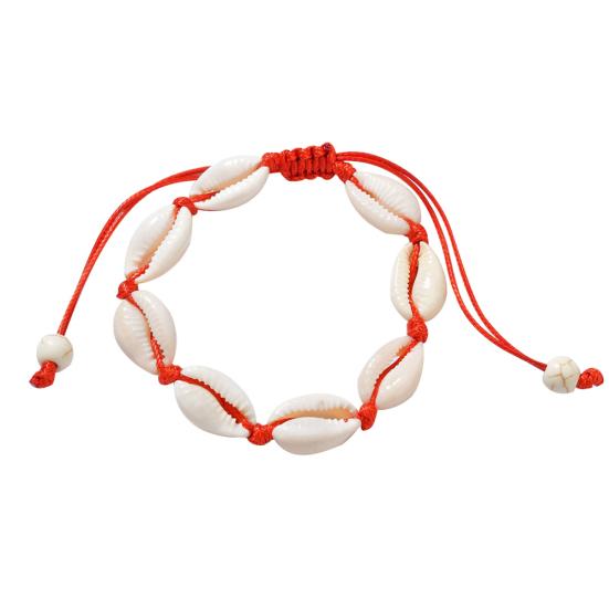 

Женский браслет ручной вязки в виде ракушки, браслет-цепочка из бисера, ювелирный аксессуар красный