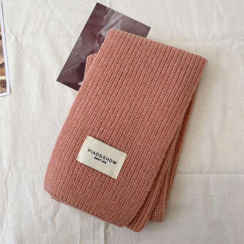Women's Solid Color Knitted Scarf Winter Korean Version Scarf Narrow Version Men's and Women's Soft Scarf