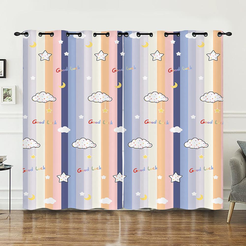 Curtain Cute Illustration Animal 3D Digital Printing Blackout Curtain Punching