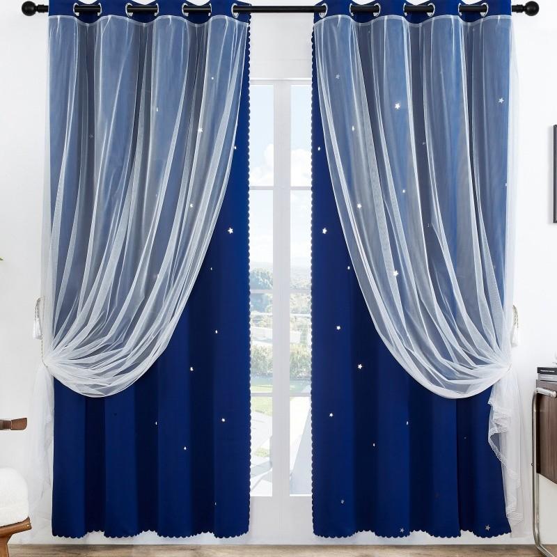 Hollow Star Curtains Of The Same Style, Lace Curtains, Dream Princess, Wind Height Blackout Double-Layer Curtains, Finished Products