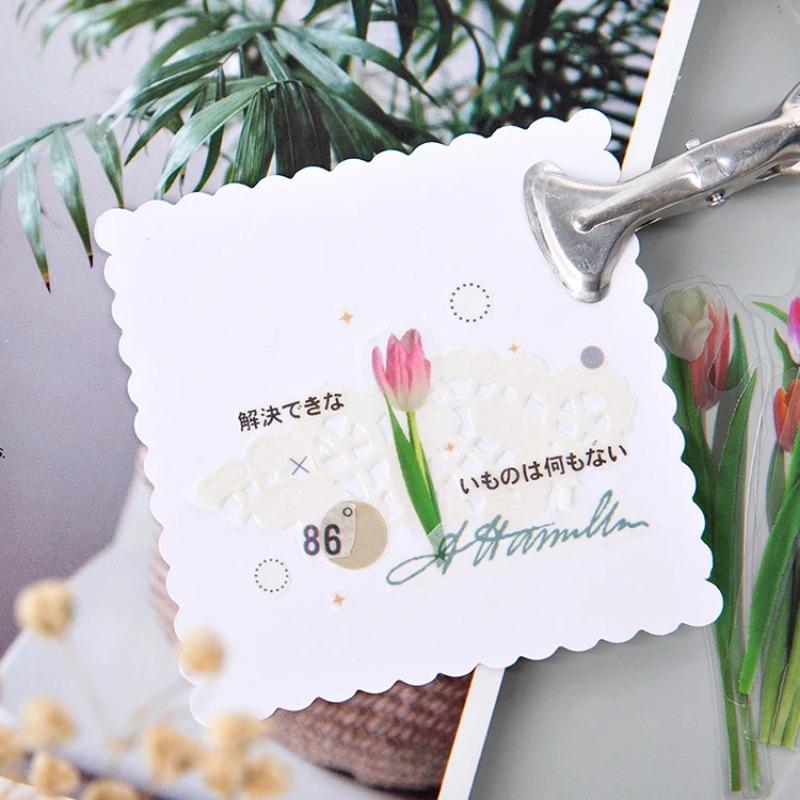 Flowers Sticker Pack 40pcs Fresh Flower Plant Transparent Waterproof Daisy Hand Account Decoration Scrapbooking Material