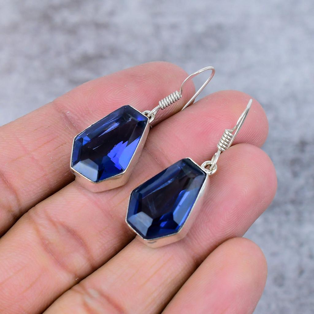Tanzanite Quartz Gemstone 925 Sterling Silver Jewelry Earring 1.58" M-364