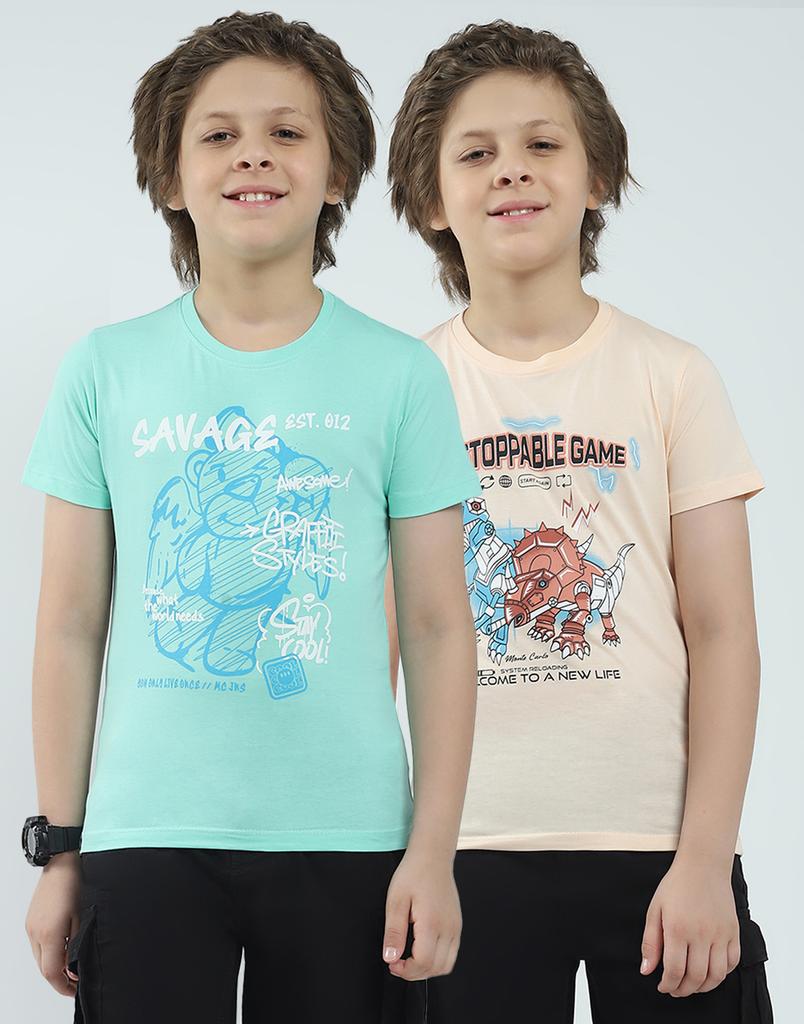 Boy's Regular Fit Printed T-Shirt | Half Sleeve | Round Neck | Casual Wear T Shirt for Boy's