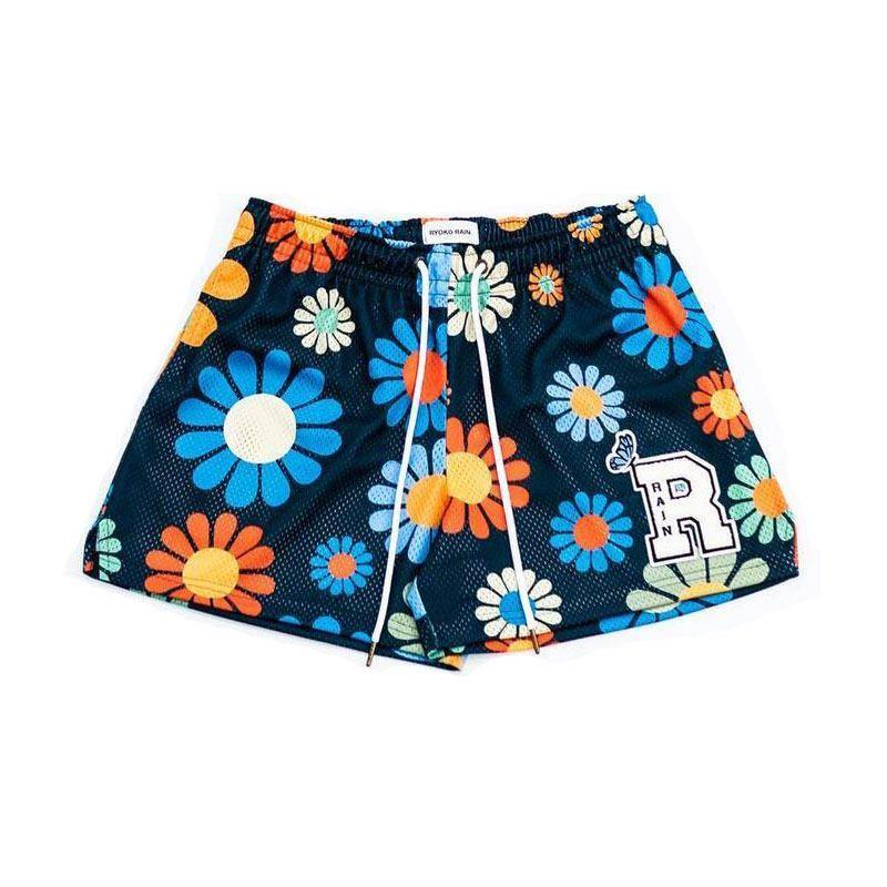

Super Popular Flower Men s American Retro High Street Quick-Drying Shorts Blue 3XL