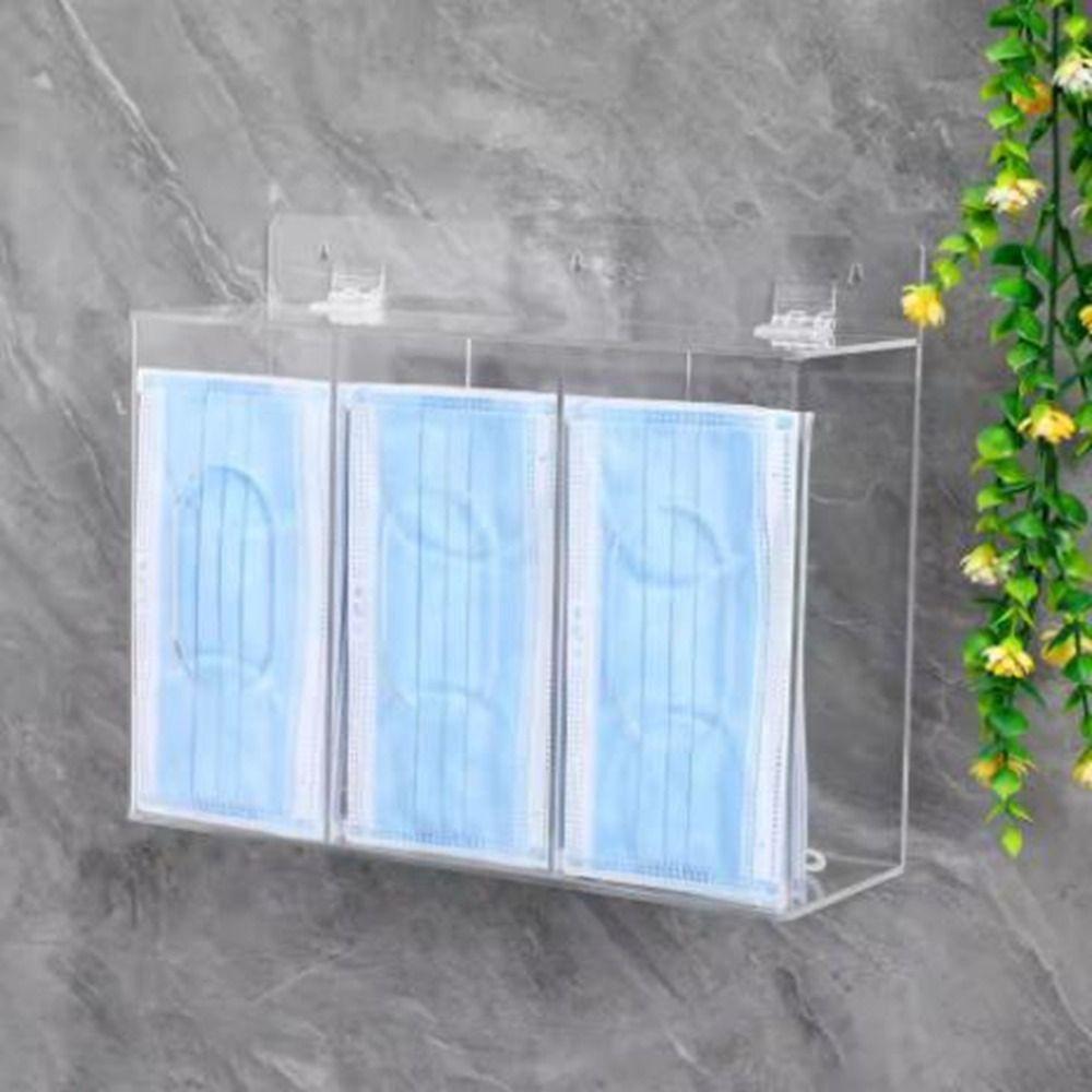 1/2/3 Grids Glove Storage Box Transparent Mask Storage Box Acrylic Glove Holder  Restaurant