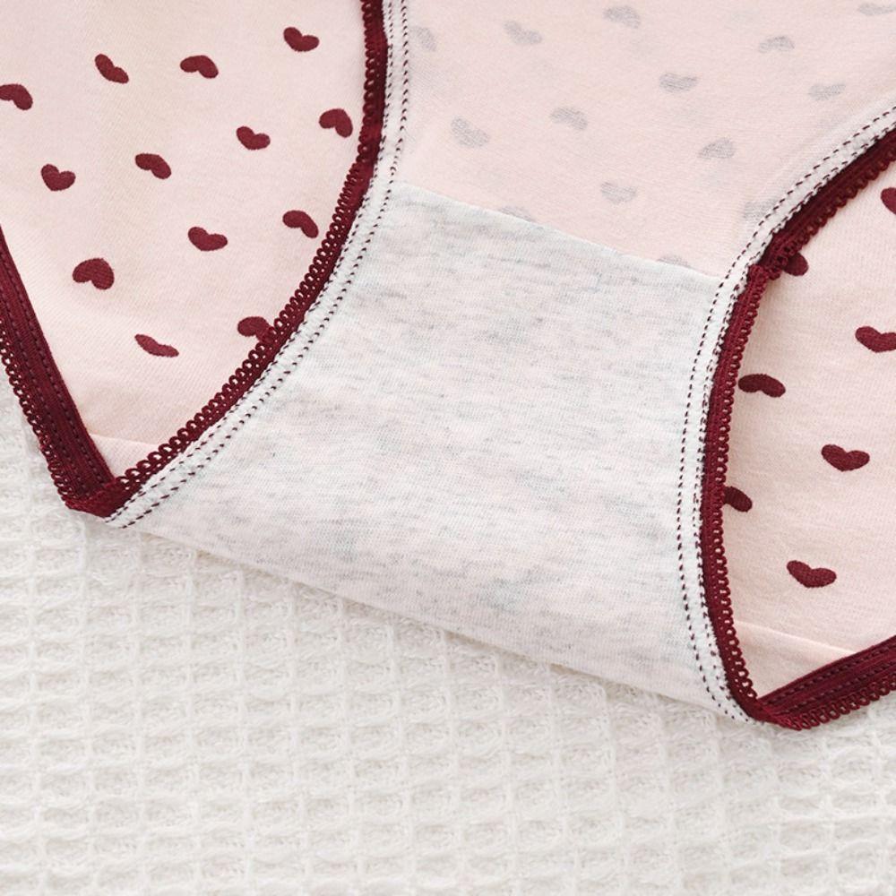 5PCS Bowknot Strawberry Briefs Stripes Women Underwear Elastic Love Heart Panties  Girls