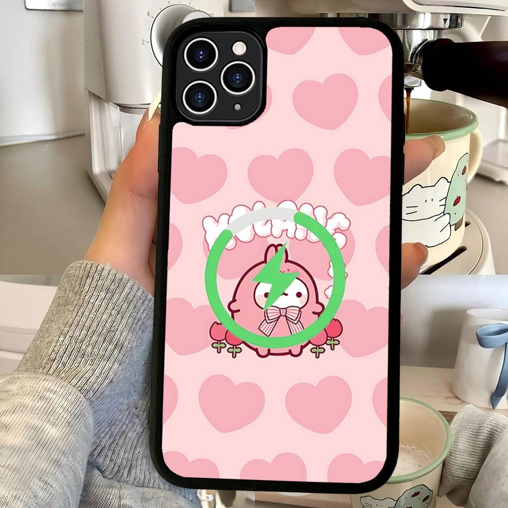 

Мультяшный Милый M-Molang Магнитный Матовый Чехол Для Телефона Для IPhone 16 17 15 14 13 12 11 Для Magsafe Беспроводной Зарядки iPhone 17pro max